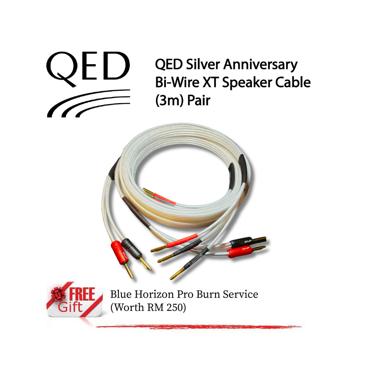 QED Silver Anniversary Bi-Wire XT Speaker Cable (3m) Pairs