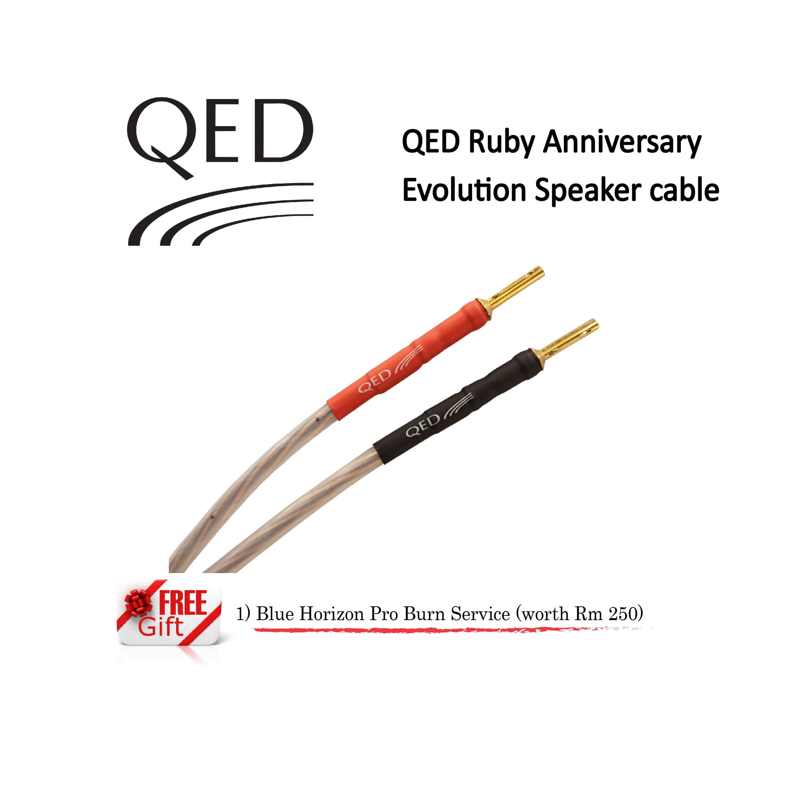 QED Ruby Anniversary Evolution Speaker Cable with Airloc Plug(Pair