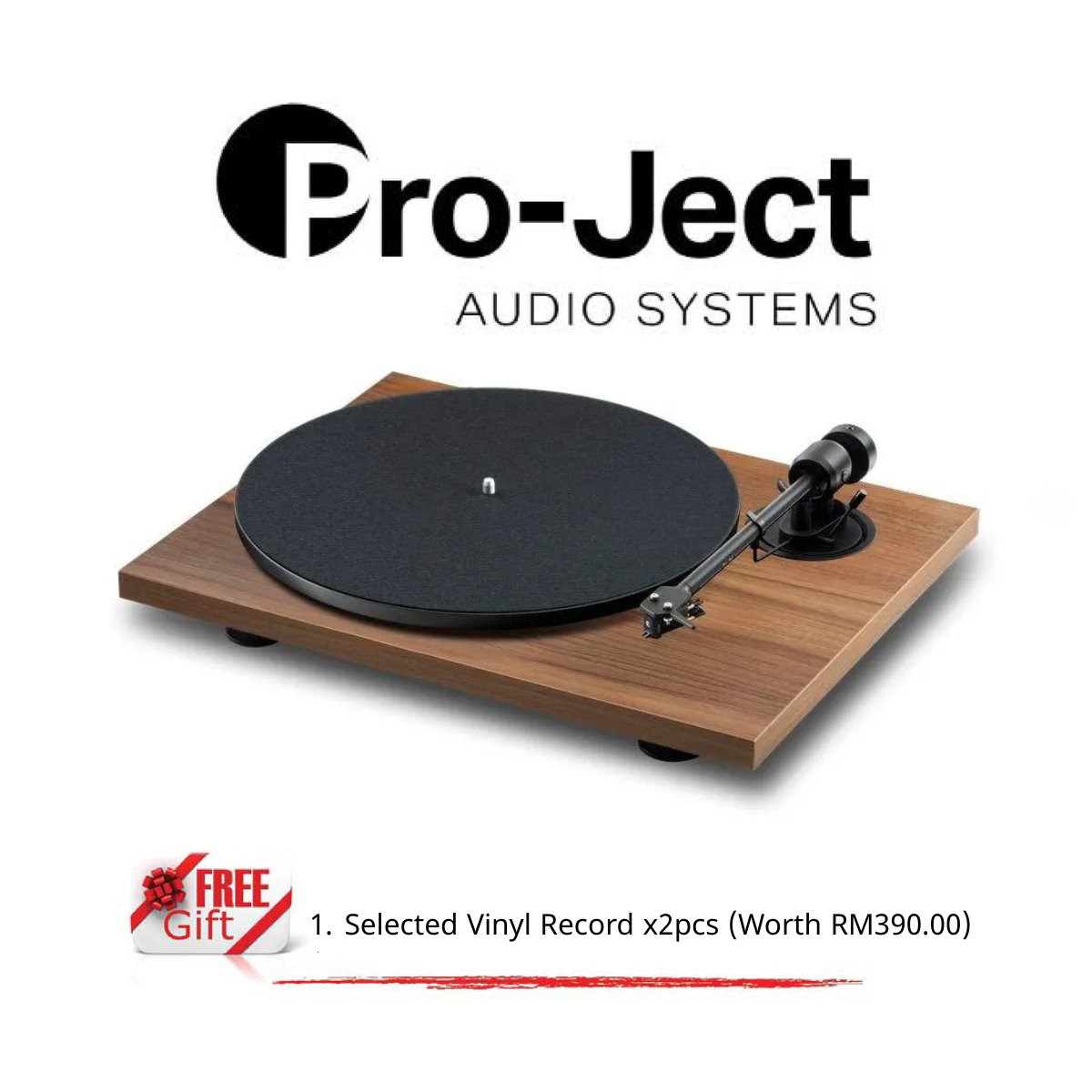 Pro-Ject Audio System E1.2 Turntable with MM E Cartridge (Made In Europe)