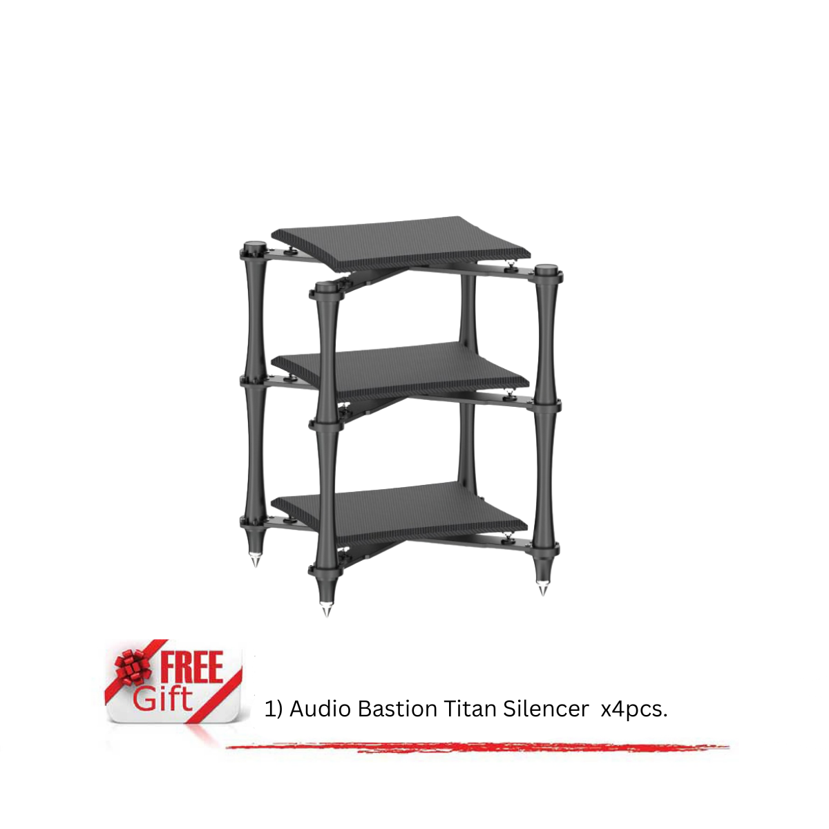 Audio Bastion XR-3D PLUS (3-Level) Reference X Audio Rack Dark Vader Carbon Fiber
